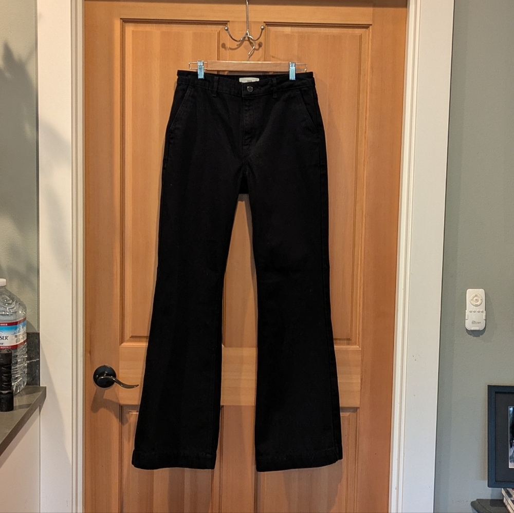 Mango Black Flared Wide-Leg Jeans